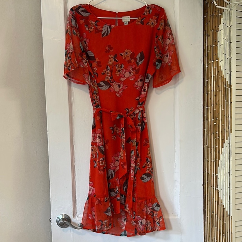 Flowy Coral Red Midi Dress